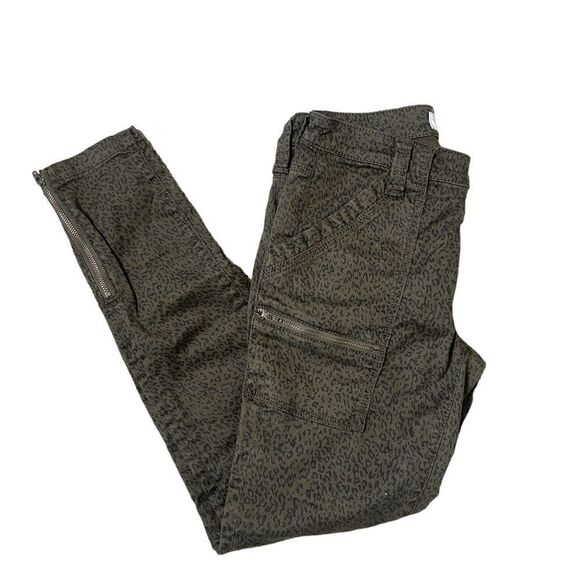 Joie Park Skinny Leopard Green Moto Cargo Ankle Fit Skinny Jeans Size 25 - Picture 8 of 16